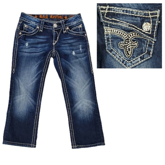 Rock Revival Denim - Rock Revival Johanna Capri Distressed Jeans